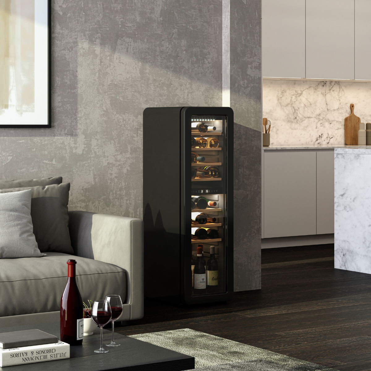 Cantinetta Vinum Design Nera (30 Bottiglie) Libero Posizionamento