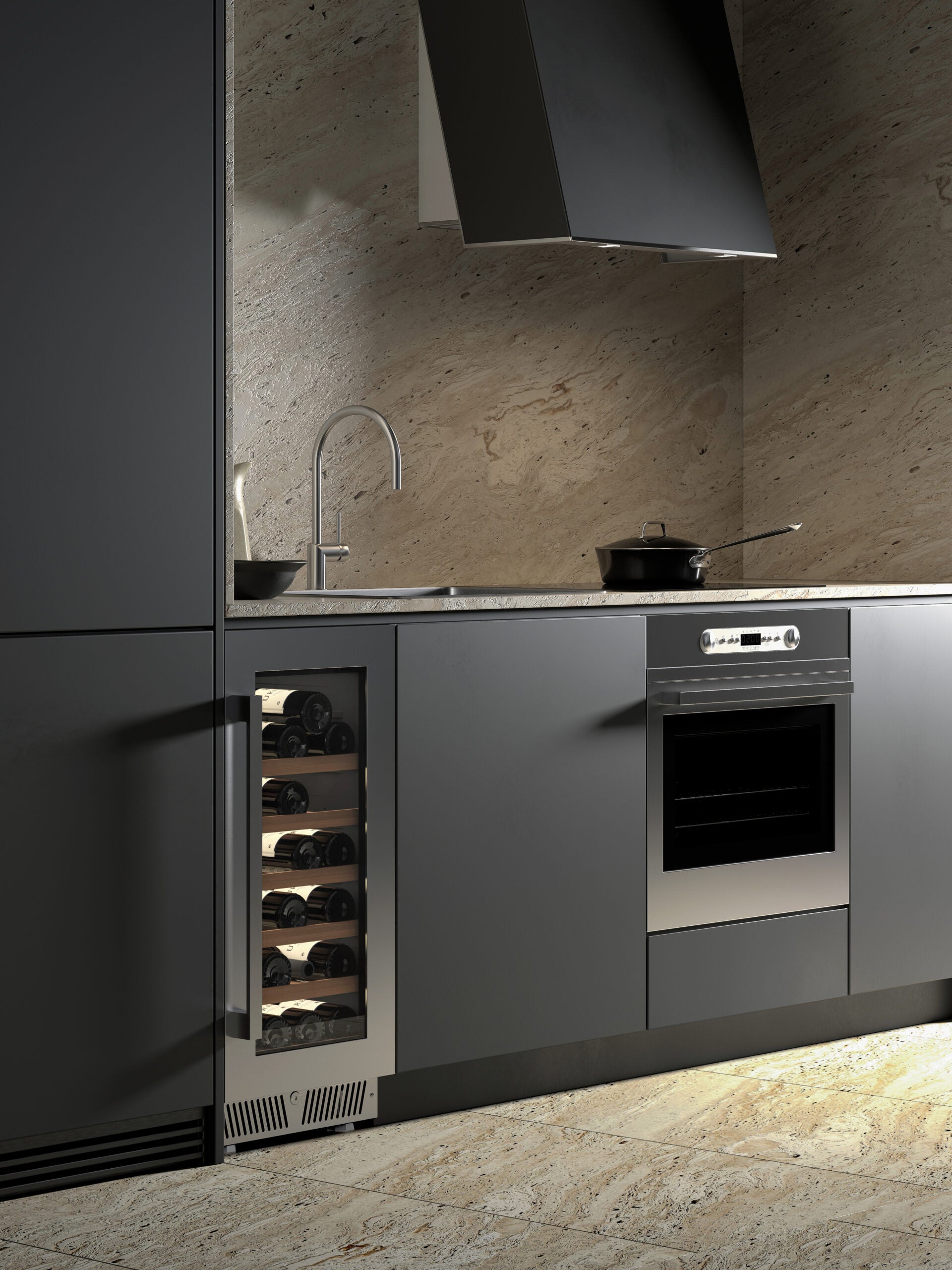 Cantinetta Nevada Inox con Maniglia Inox (32 Bottiglie) Incasso Sottopiano o Libero Posizionamento