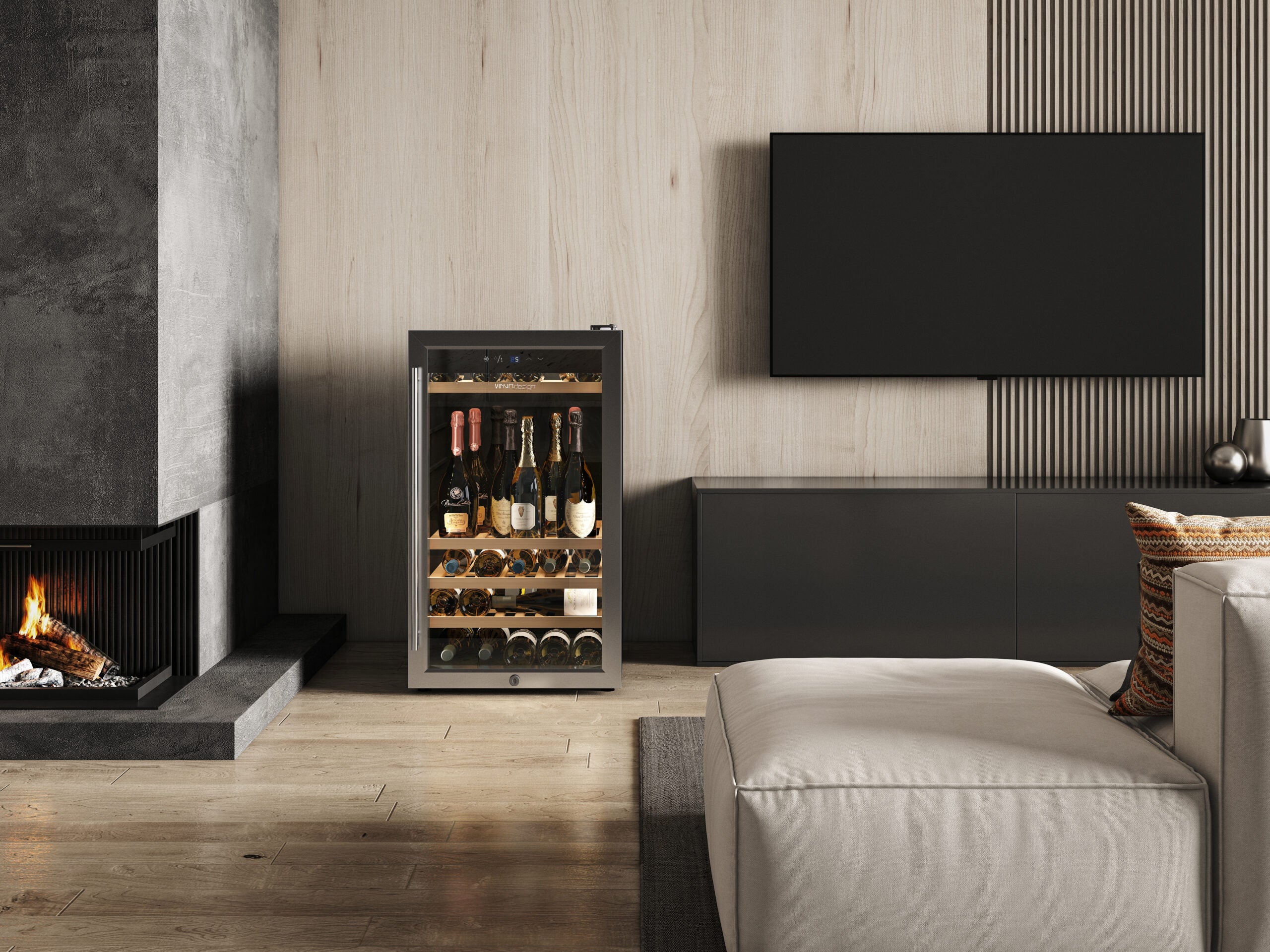 Cantinetta Vinum Design Inox con Maniglia Inox (60 Bottiglie) Libero Posizionamento